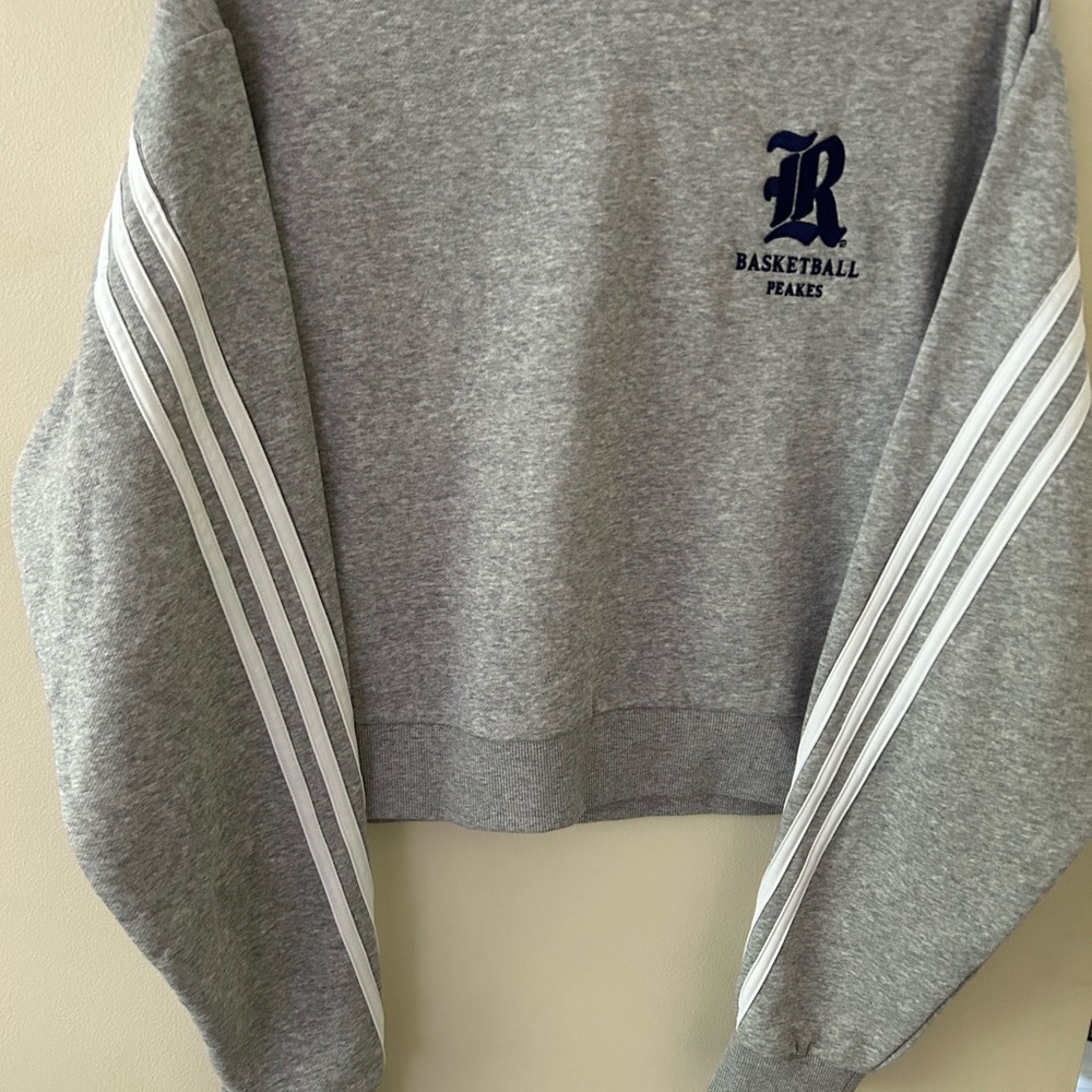 NWT!-Adidas -{Size L}- Grey and white Rice University cropped sweater. - Picture 4 of 6